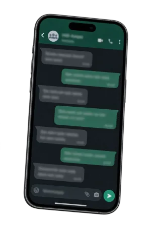 The Accelerator WhatsApp group on a phone